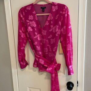 Pink faux wrap blouse